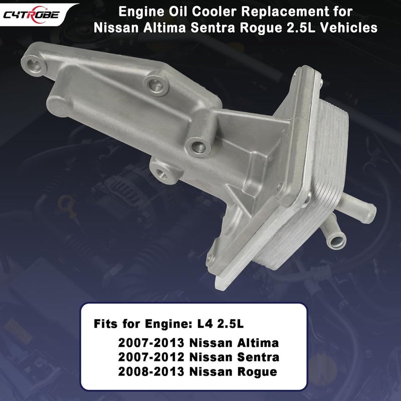 CYTROBE Engine Oil Cooler Kit With Gaskets Compatible with 2007-2013 Nissan Altima, 2007-2012 Nissan Sentra, 2008-2013 Nissan Rogue 2.5L L4 Replaces# 21300-JA06A 918-402 21304-JA00A - Image 4